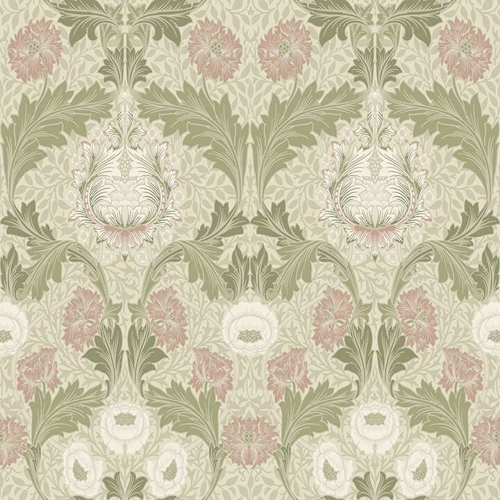 Myrtle Mauve Floral Ogee Wallpaper