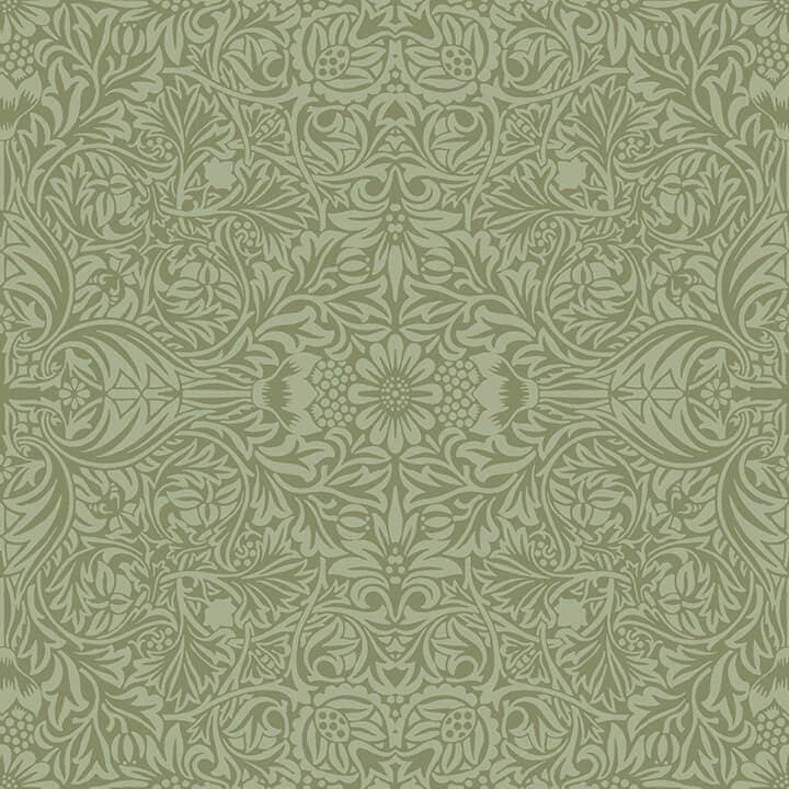 Ceiling Green Intricate Floral Wallpaper