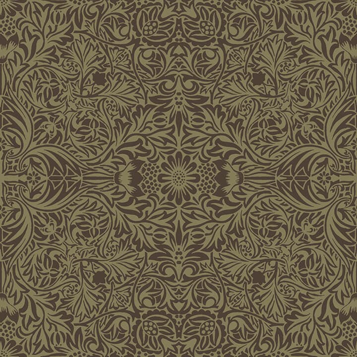 Ceiling Brown Intricate Floral Wallpaper