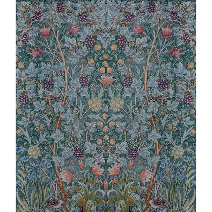 Vine Embroidery Teal Wall Mural