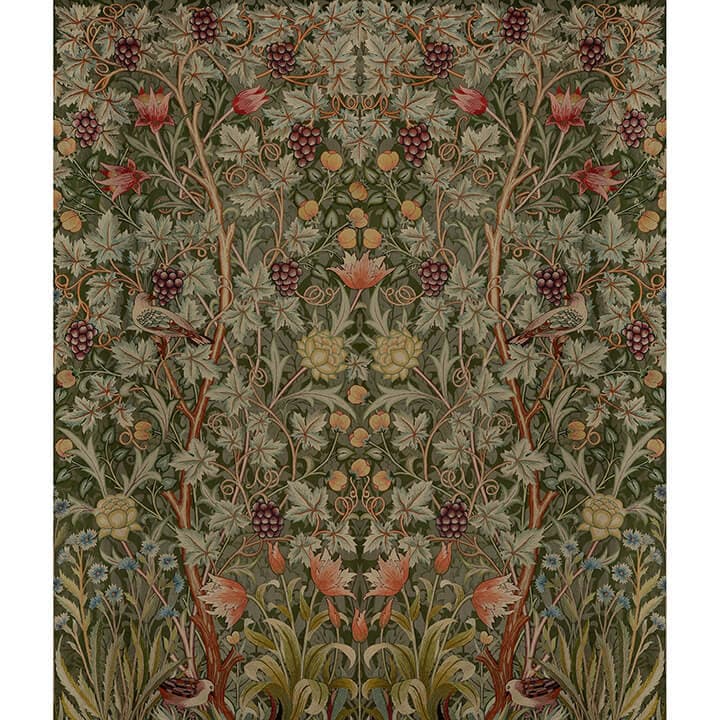 Vine Embroidery Dark Green Wall Mural