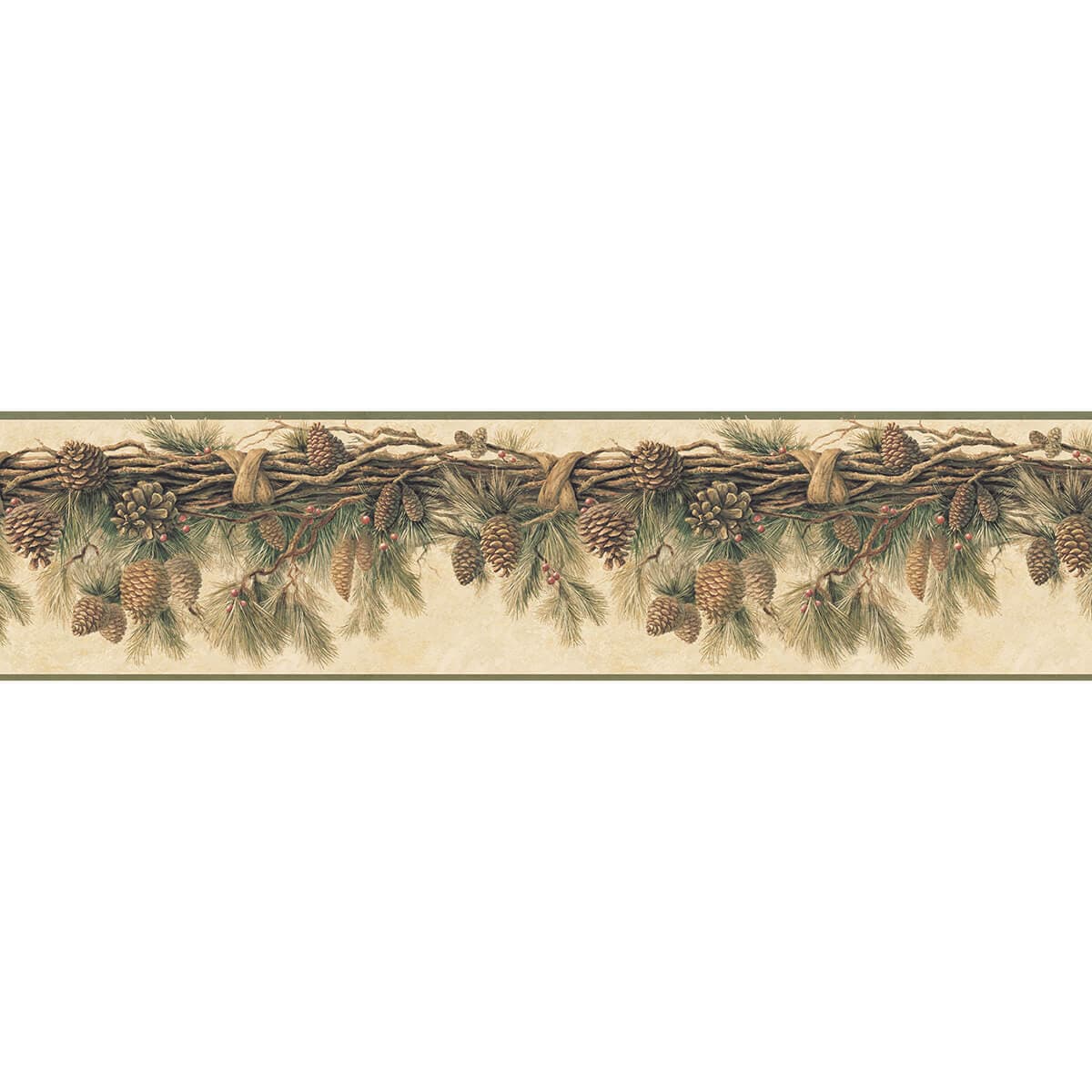 Coulter Olive Pinecone Forest Border