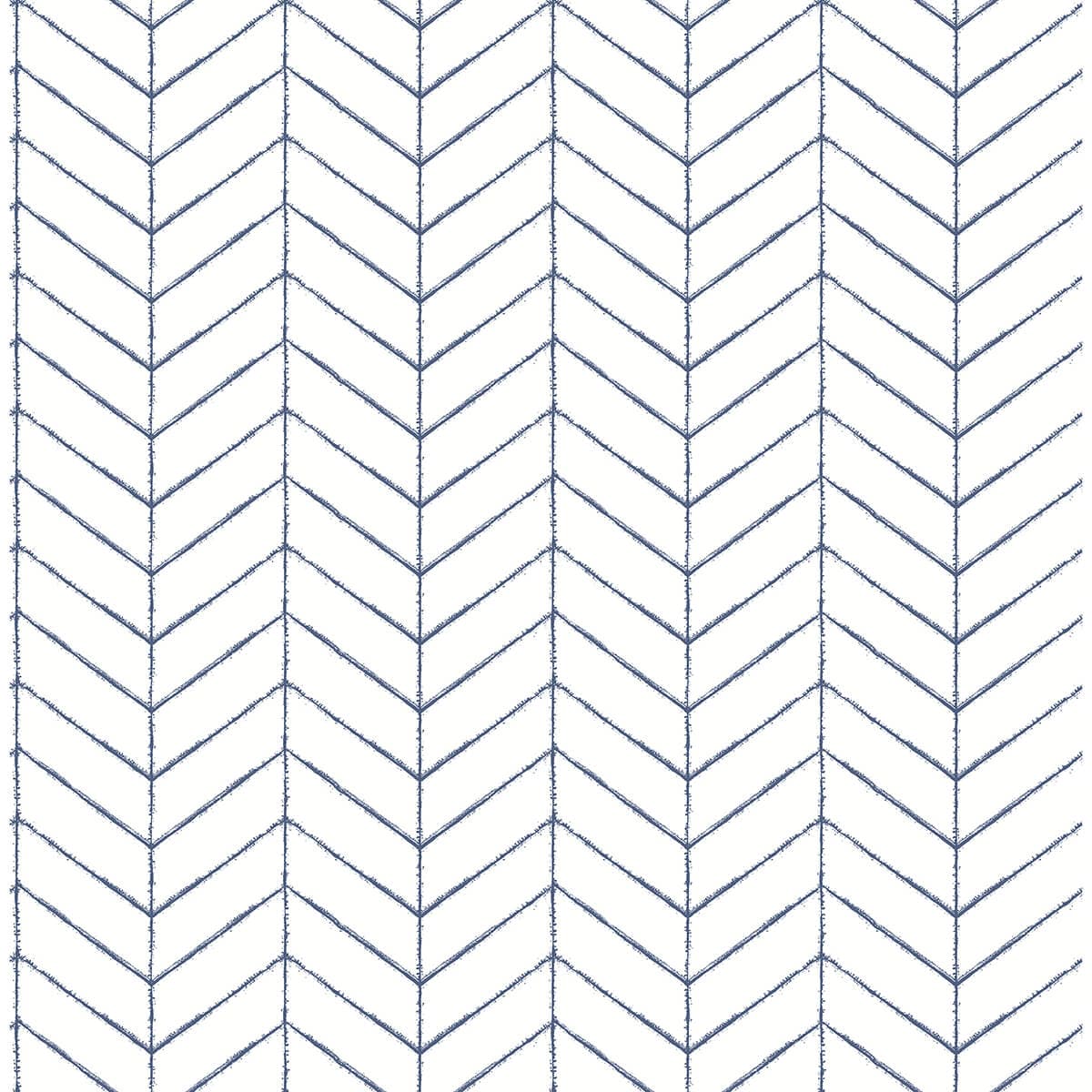 Bison Blue Herringbone Wallpaper