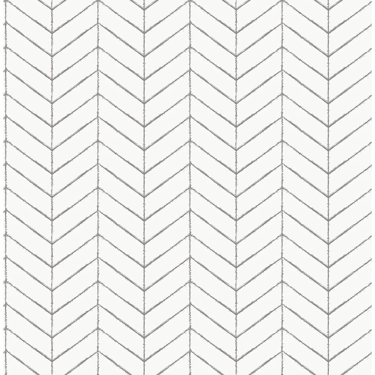 Bison Dark Grey Herringbone Wallpaper
