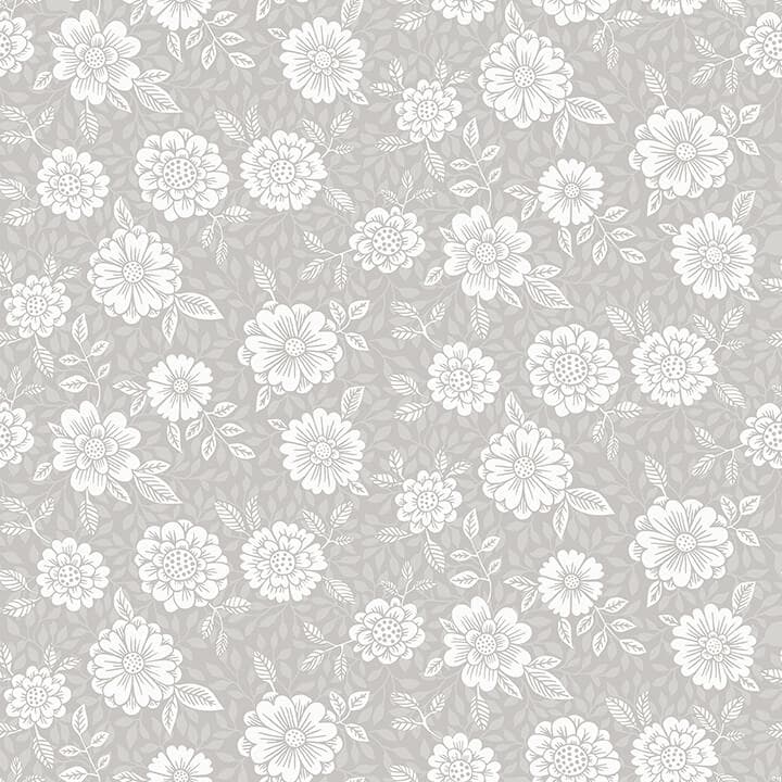 Lizette Grey Charming Floral Wallpaper