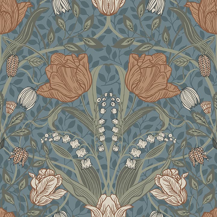 Fillippa Blue Tulip Wallpaper
