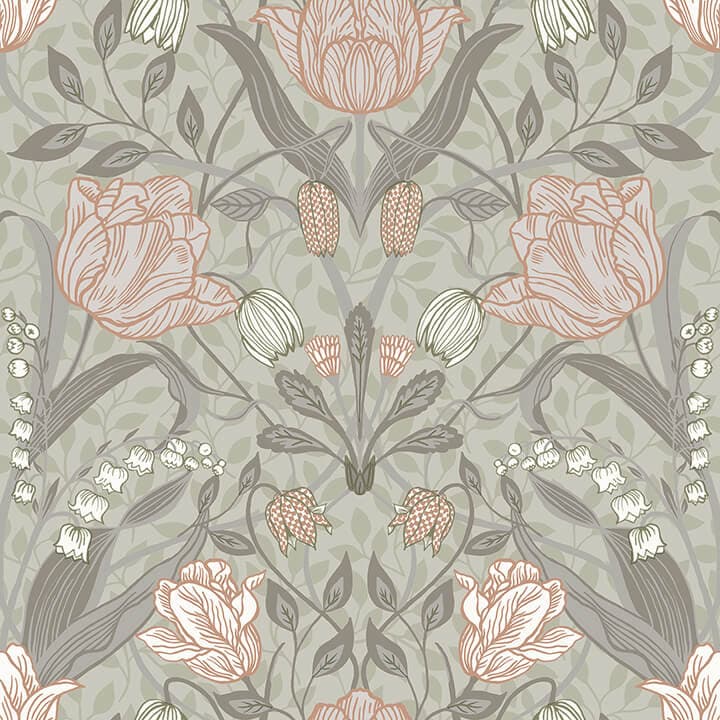 Filippa Grey Tulip Wallpaper
