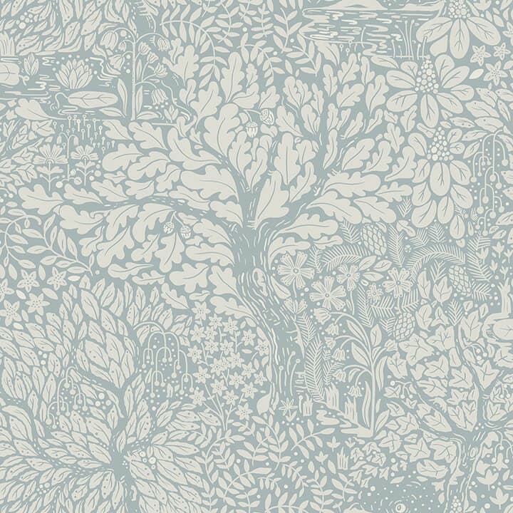 Olle Light Blue Forest Sanctuary Wallpaper