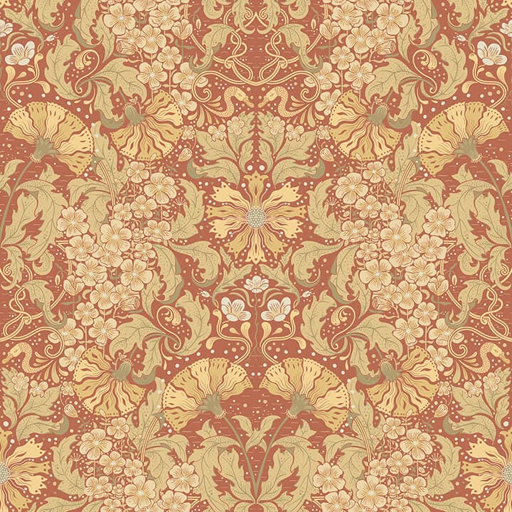 Ojvind Rust Floral Ogee Wallpaper
