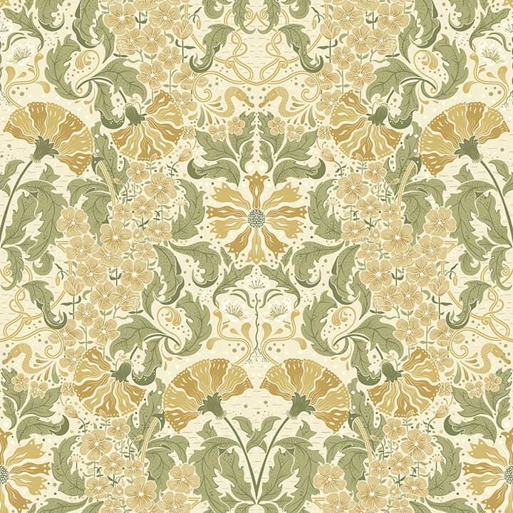 Ojvind Gold Floral Ogee Wallpaper