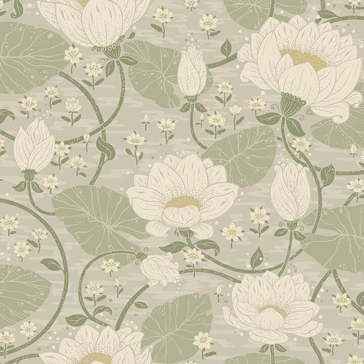 Eva Light Grey Lotus Dreams Wallpaper