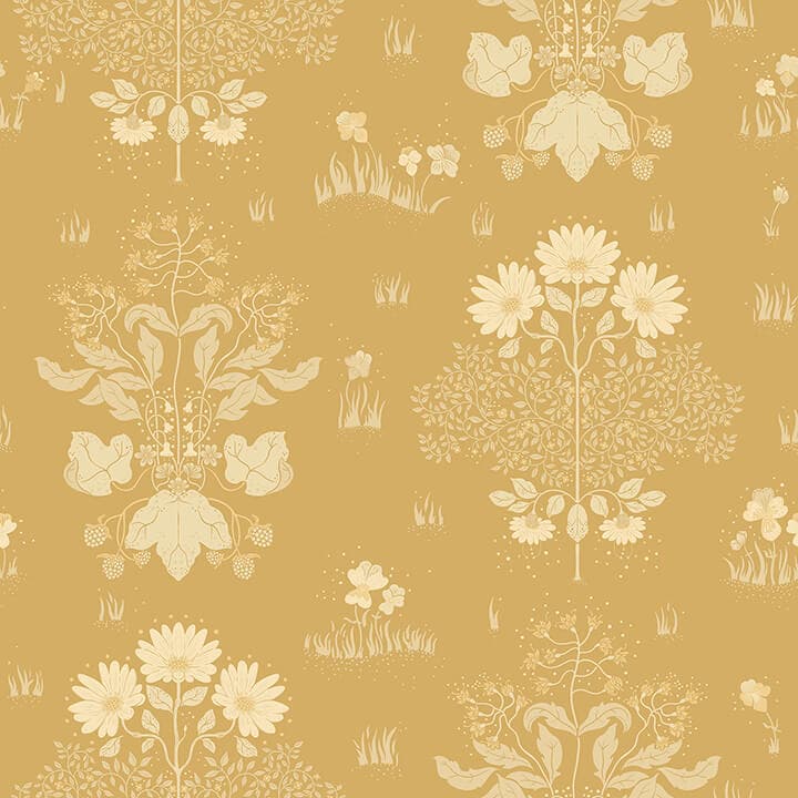 Elda Gold Delicate Daisies Wallpaper