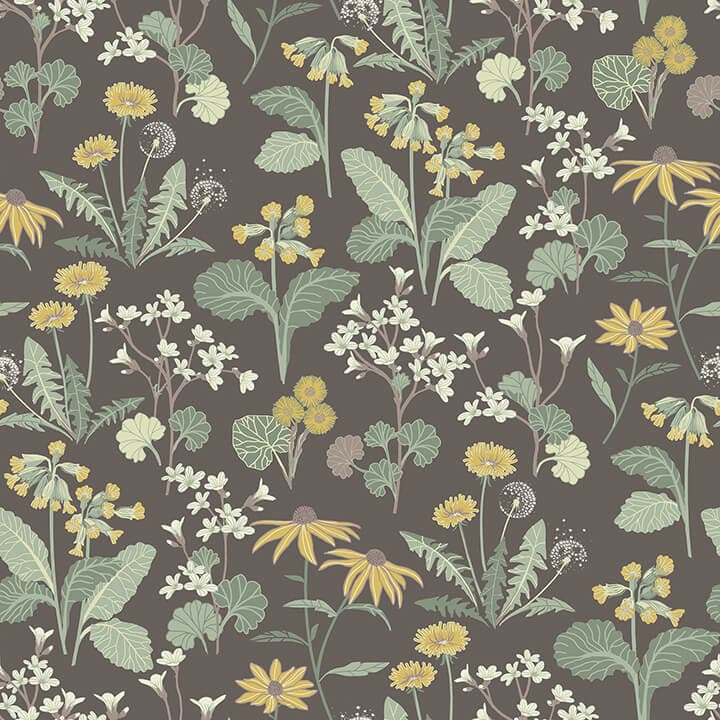 Magdalena Charcoal Dandelion Wallpaper