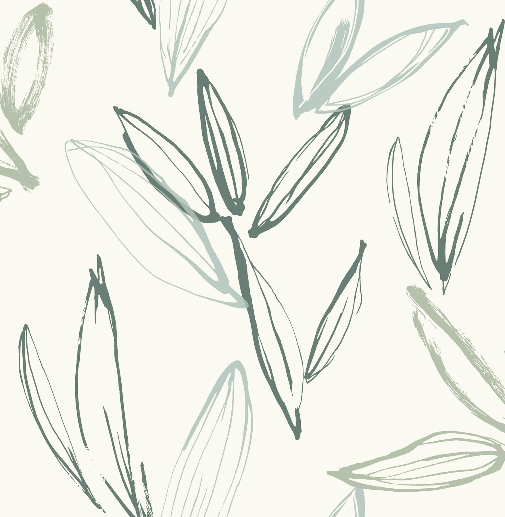 Kenia Leaf Toss Green Wallpaper