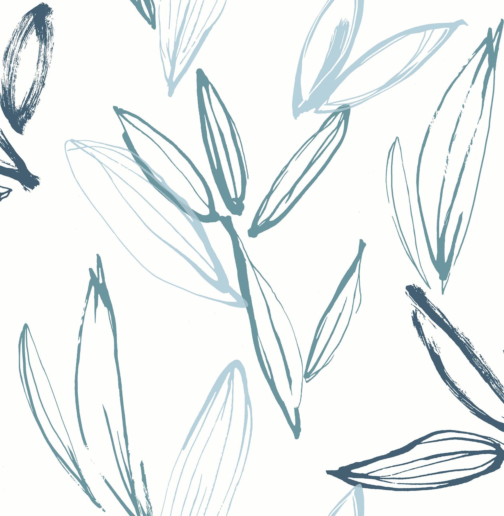 Kenia Leaf Toss Blue/Green Wallpaper