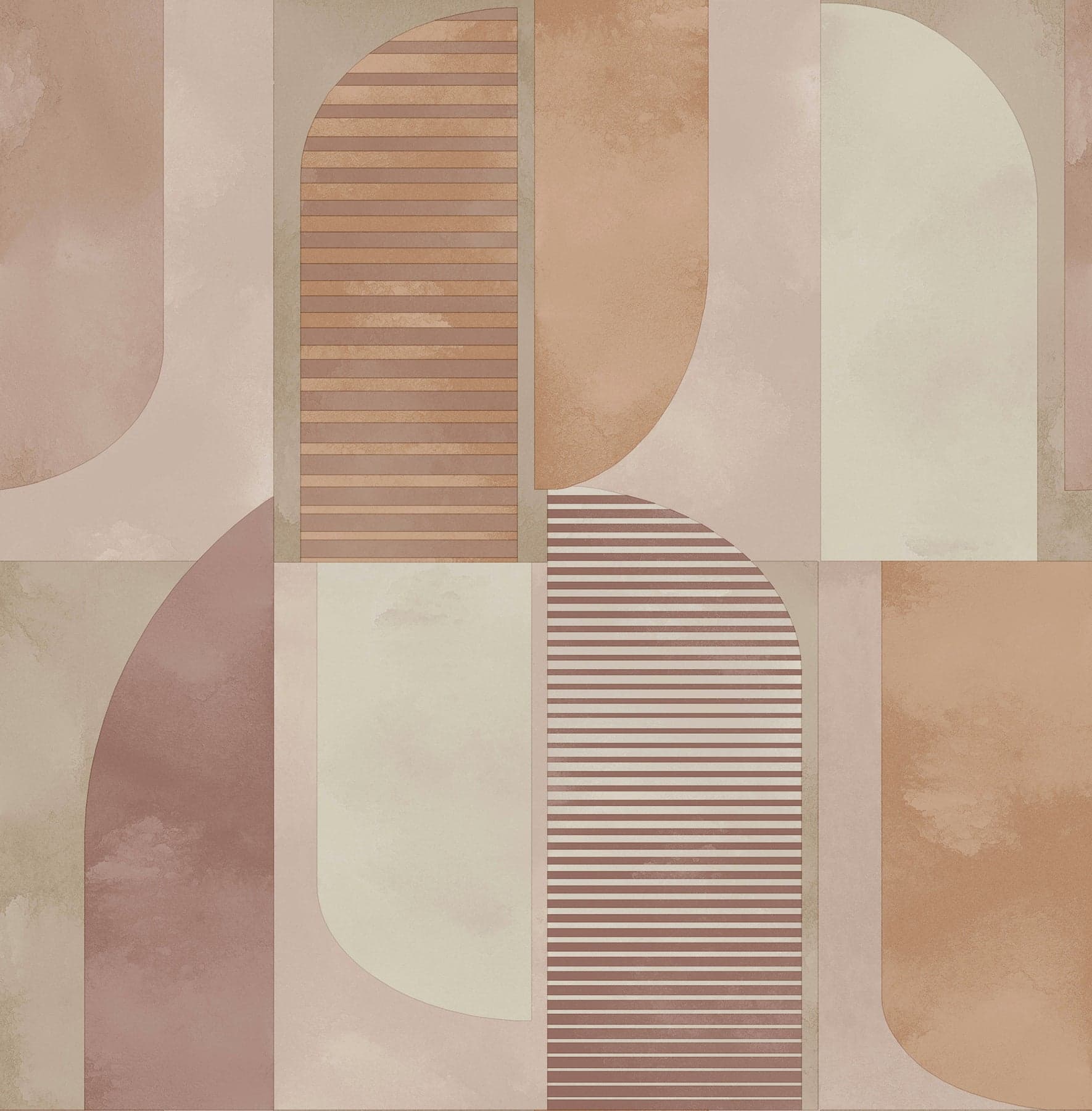 Otto Abstract Geometric Terracotta Wallpaper