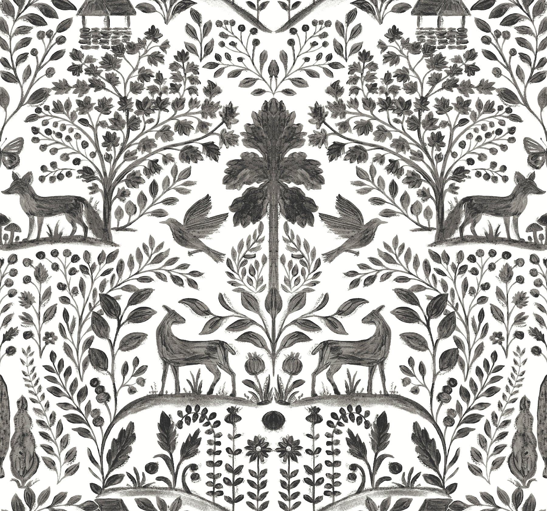 Anoki Scenic Woodlands Black Wallpaper