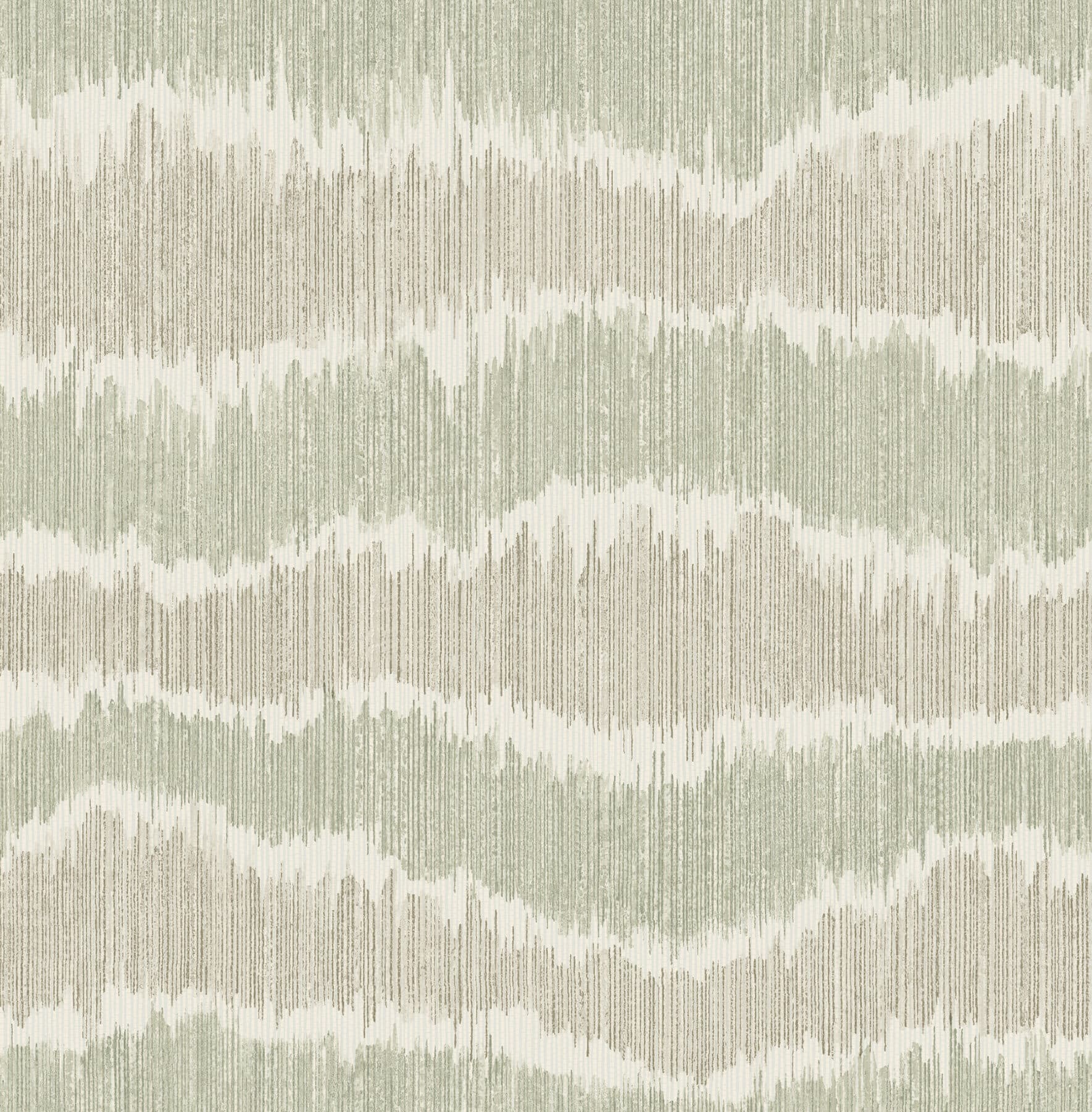 Wiggle Green Ikat Stripe Wallpaper
