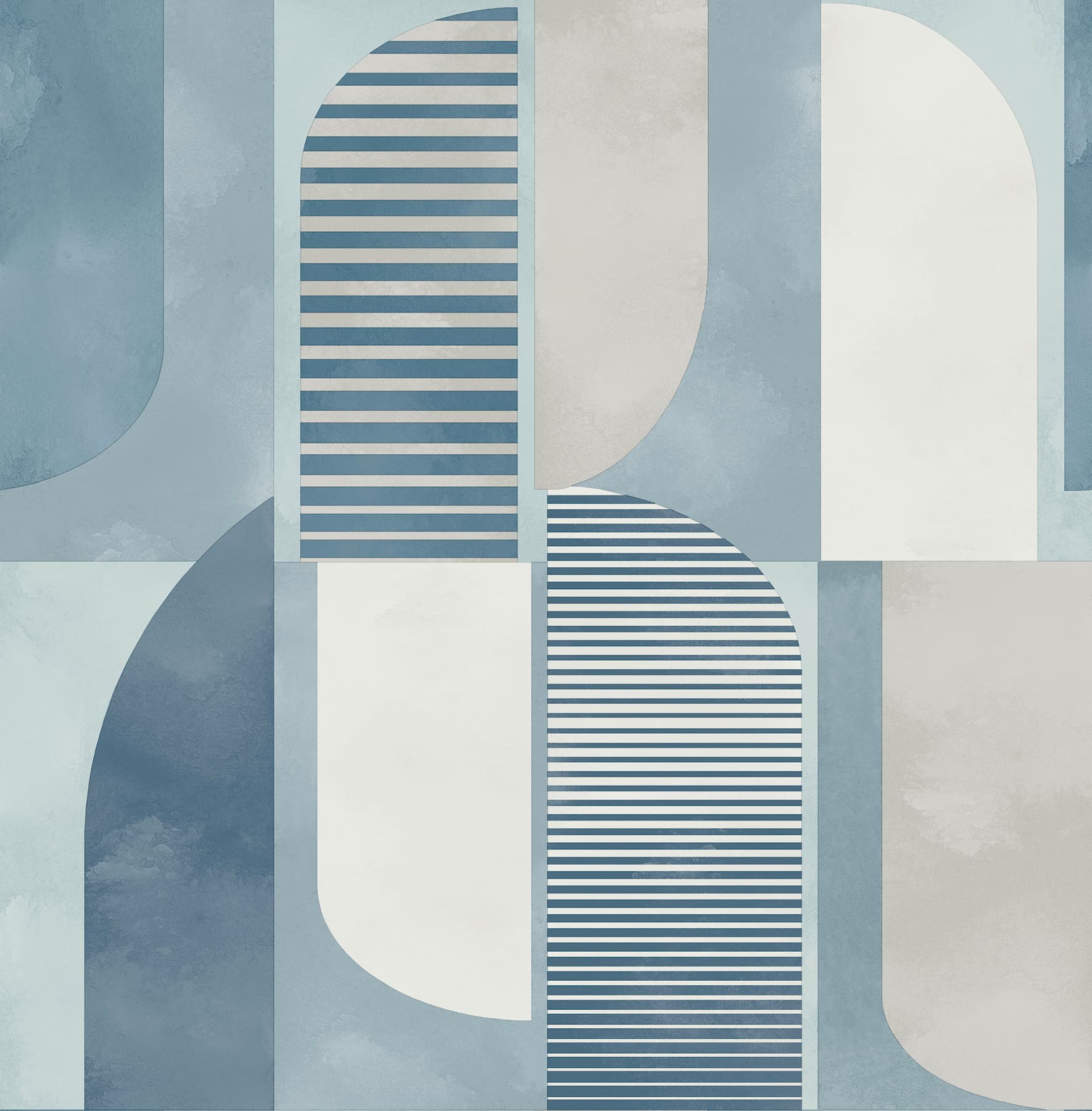 Otto Blue Abstract Geometric Wallpaper