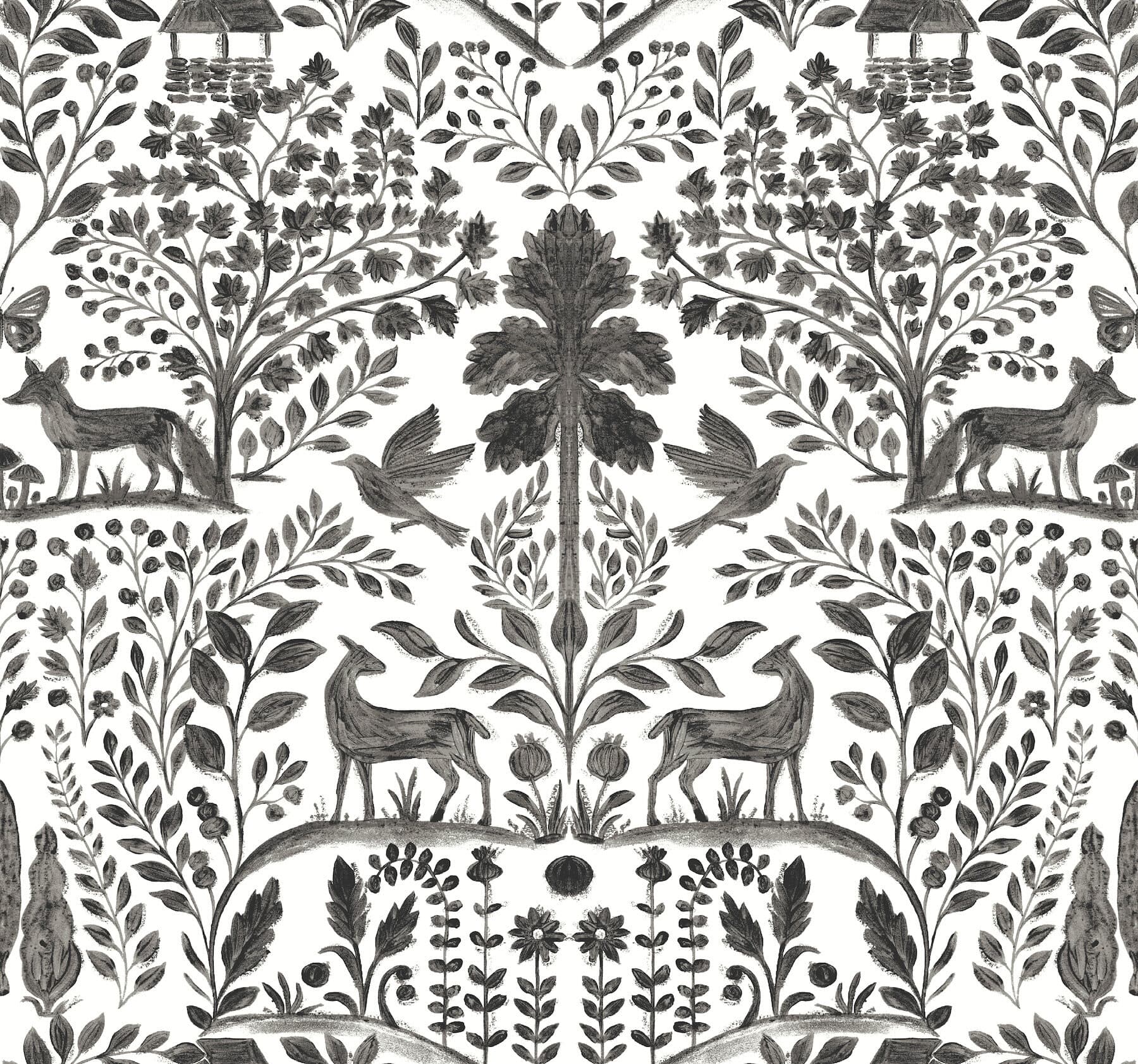 Anoki Black Scenic Woodlands Wallpaper