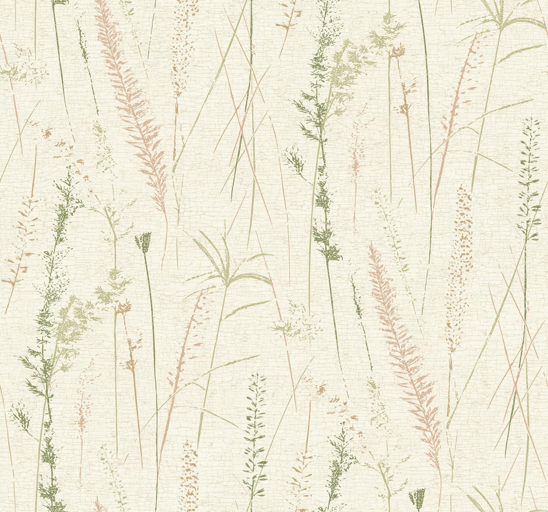 Meadow Splendor Salmon Botanical Wallpaper