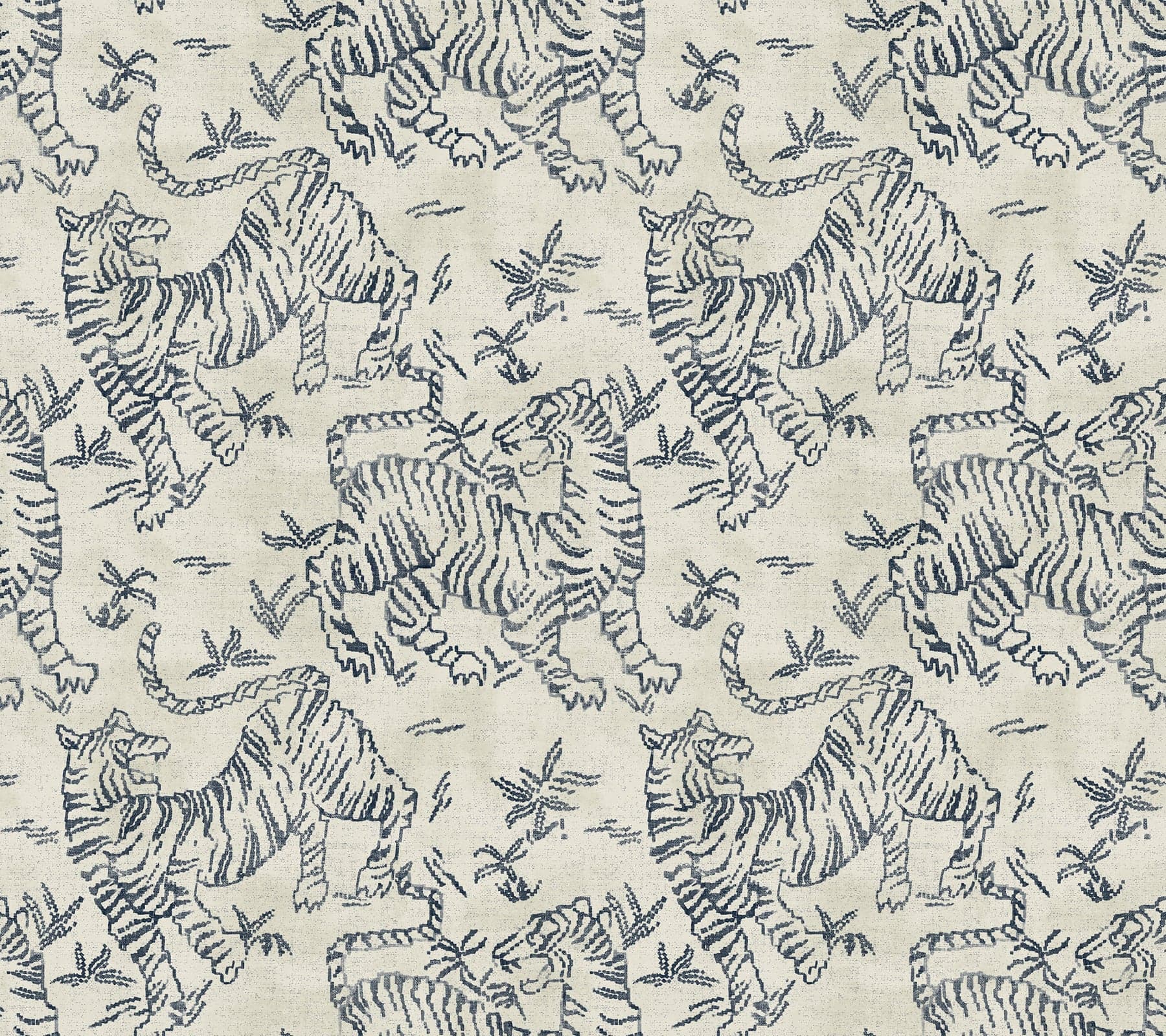 Orly Tigers Ecru/Indigo Wallpaper