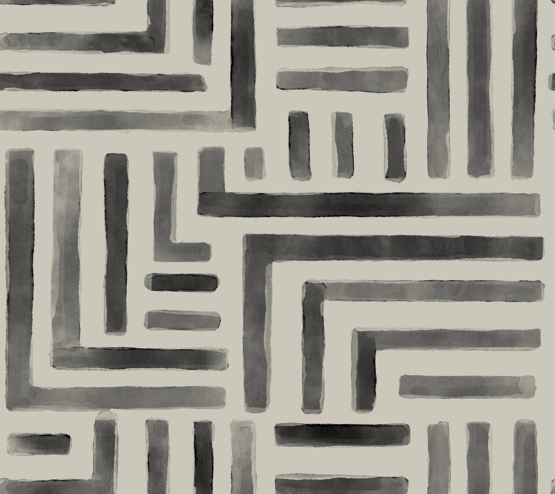 Painterly Labyrinth Charcoal Wallpaper