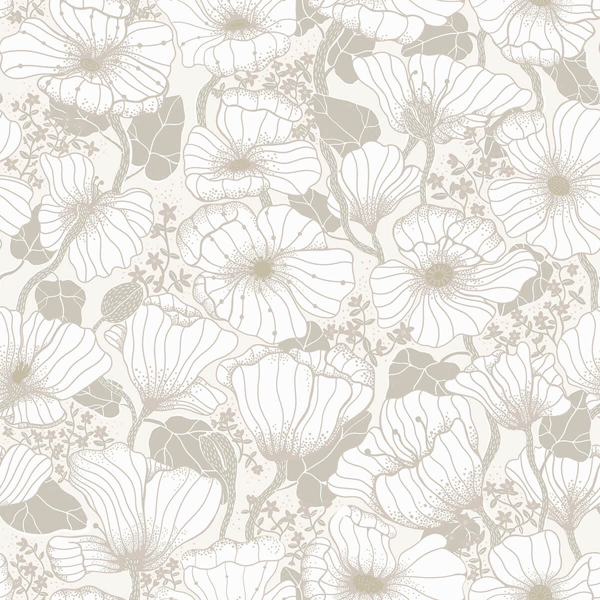Matilda Grey Poppy Fields Wallpaper