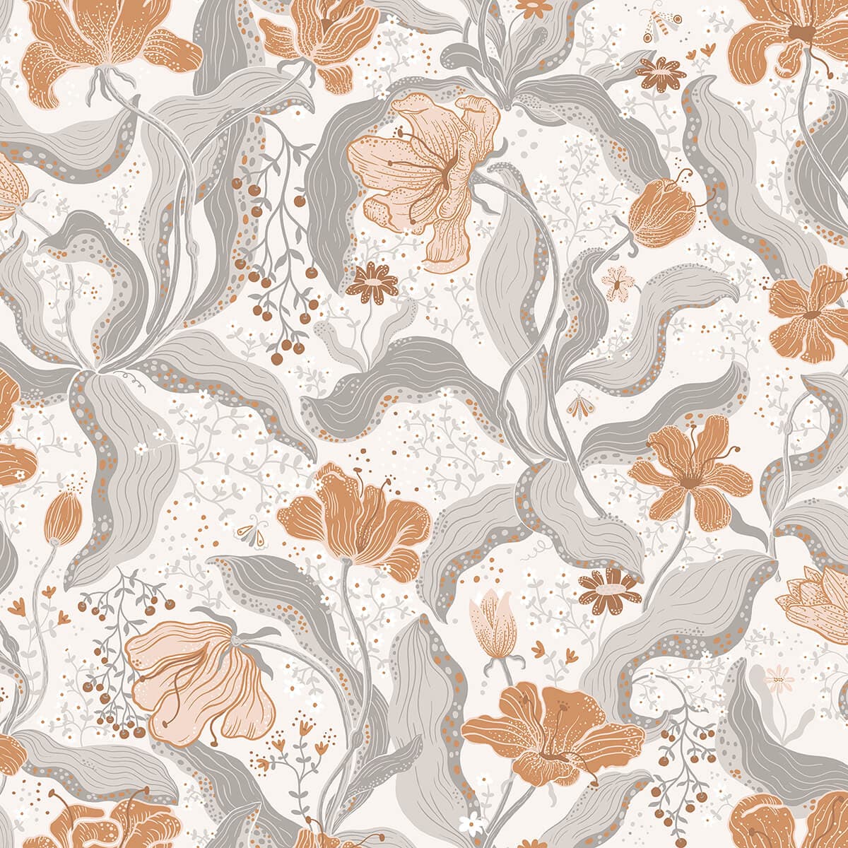 Bodri Grey Tulip Garden Wallpaper