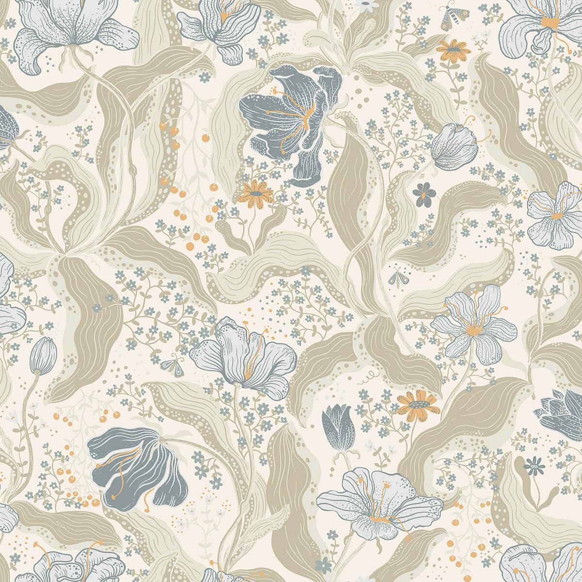 Bodri Light Blue Tulip Garden Wallpaper