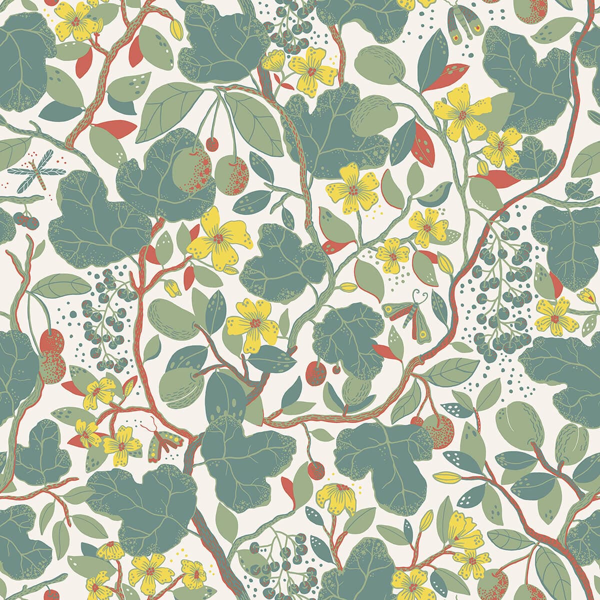 Ewald Turquoise Garden Vines Wallpaper