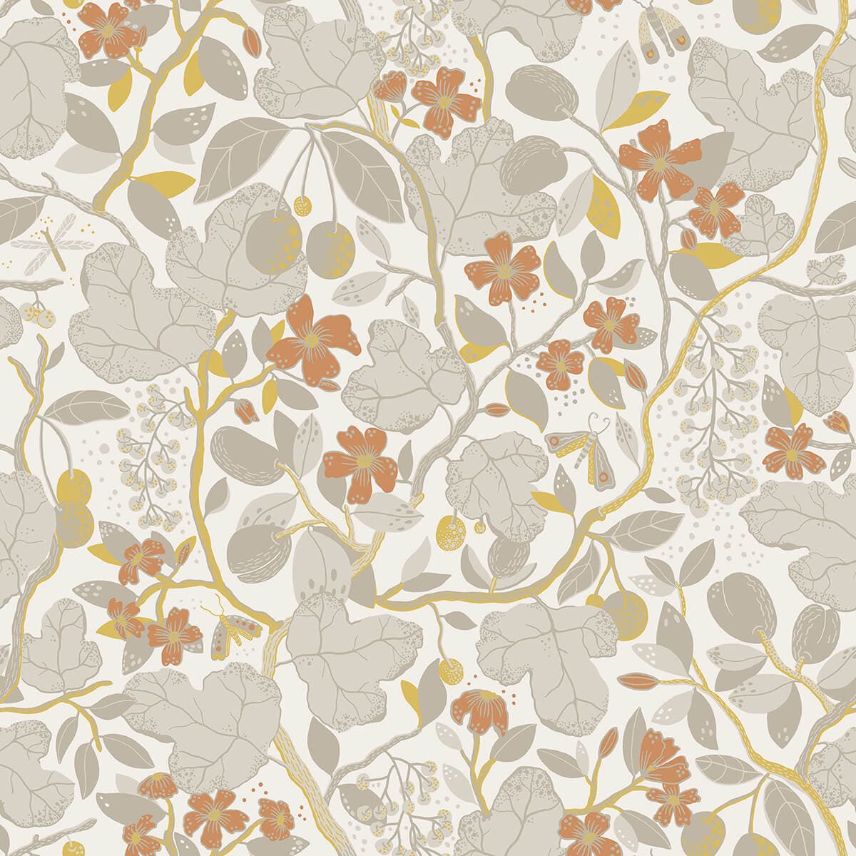 Ewald Grey Garden Vines Wallpaper