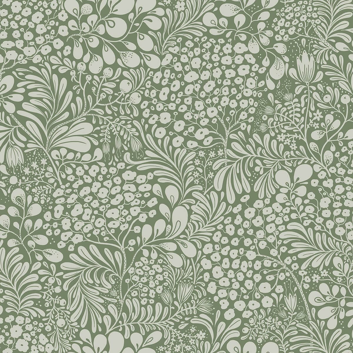 Siv Dark Green Botanical Wallpaper