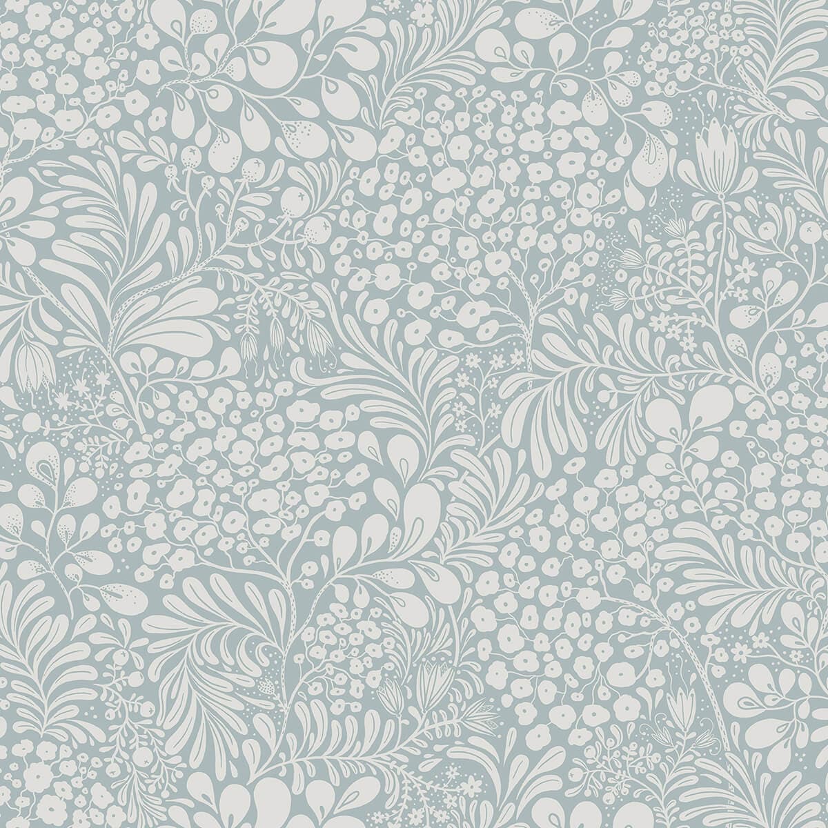 Siv Light Blue Botanical Wallpaper