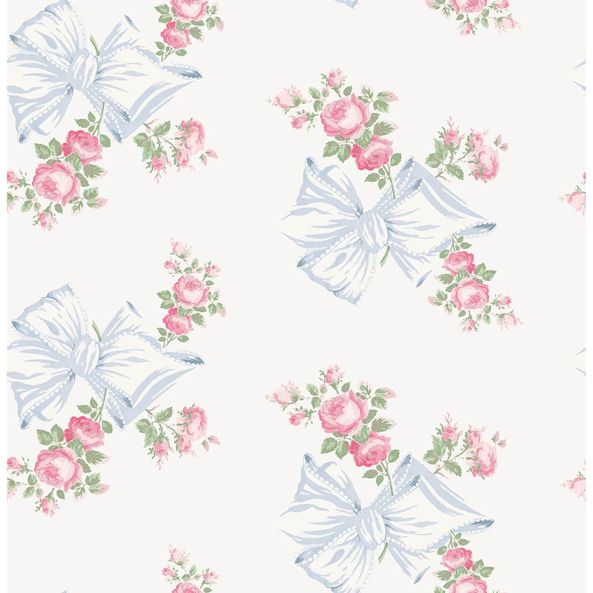 Rosa Beaux Light Blue Large Bow Spot Wallpaper
