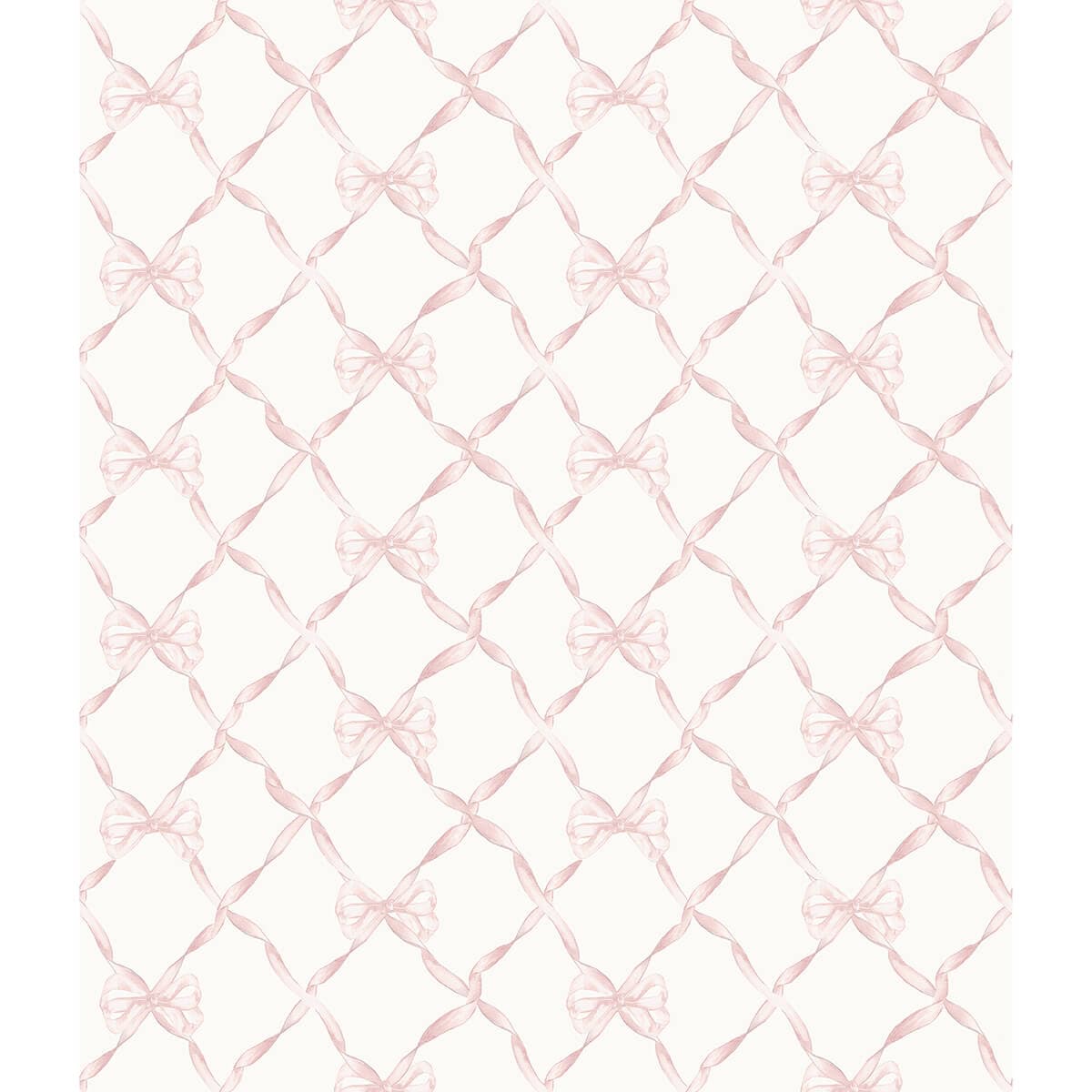 Baby Bow Light Pink Ribbon Trellis Wallpaper