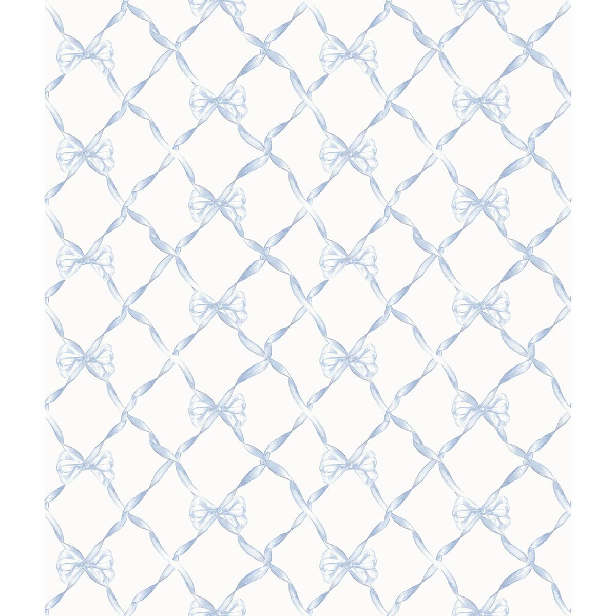 Baby Bow Light Blue Ribbon Trellis Wallpaper