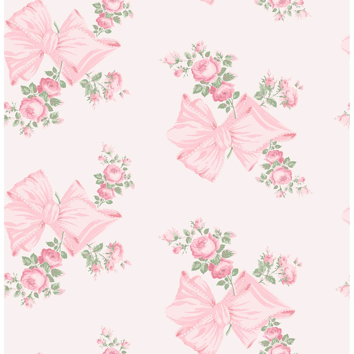 Rosa Beaux Pink Large Bow Spot Wallpaper