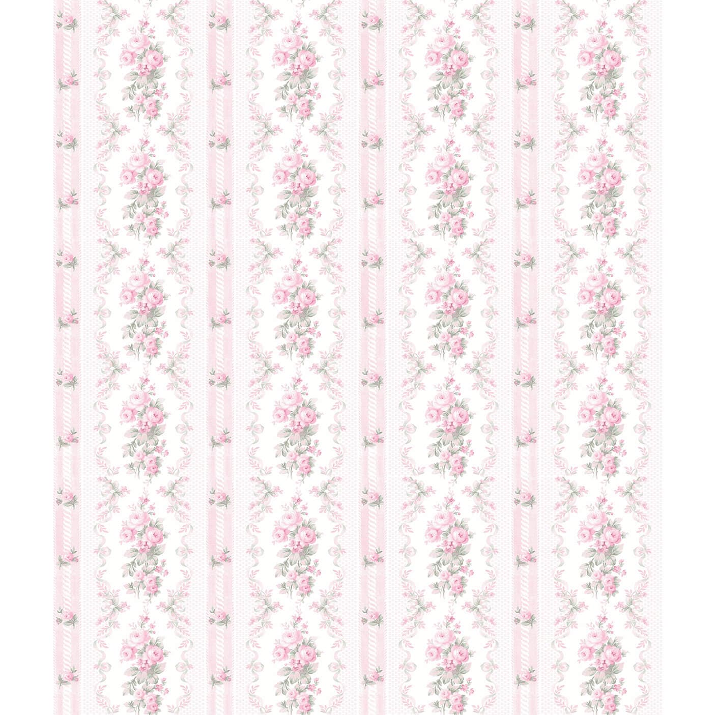 Dreamy Days Pink Parfait Stripe & Floral Wallpaper