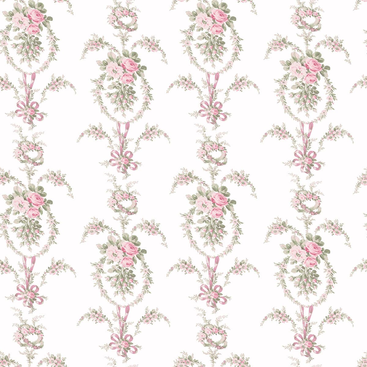 Rose Cheeks Party Pink Floral Cluster Wallpaper