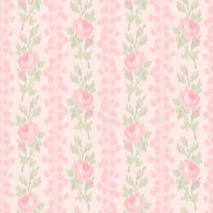 Blooming Heirloom Strawberry Macaron Rose Stripe Wallpaper