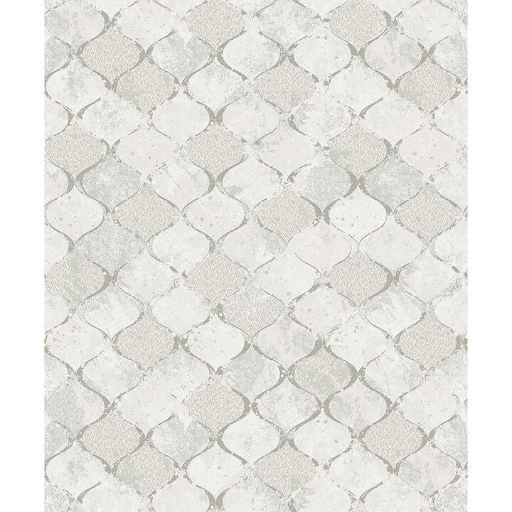 Pilak Silver Ogee Tile Wallpaper