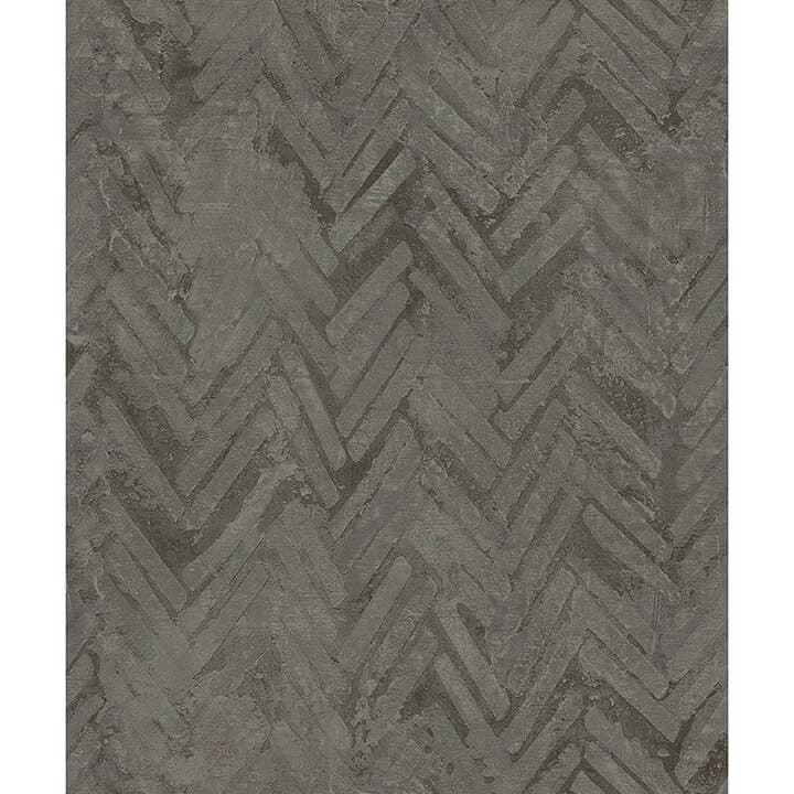 Amesemi Dark Grey Distressed Herringbone Wallpaper