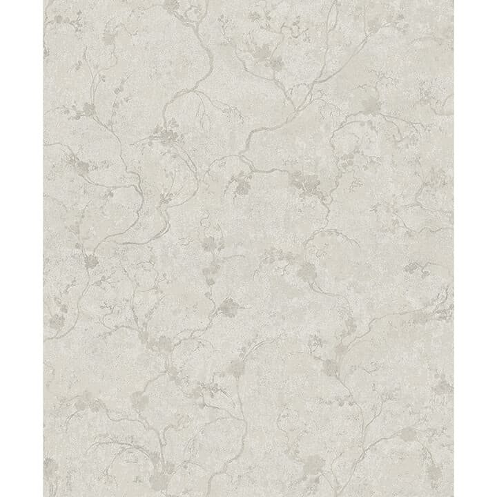 Mahina Silver Floral Vine Wallpaper