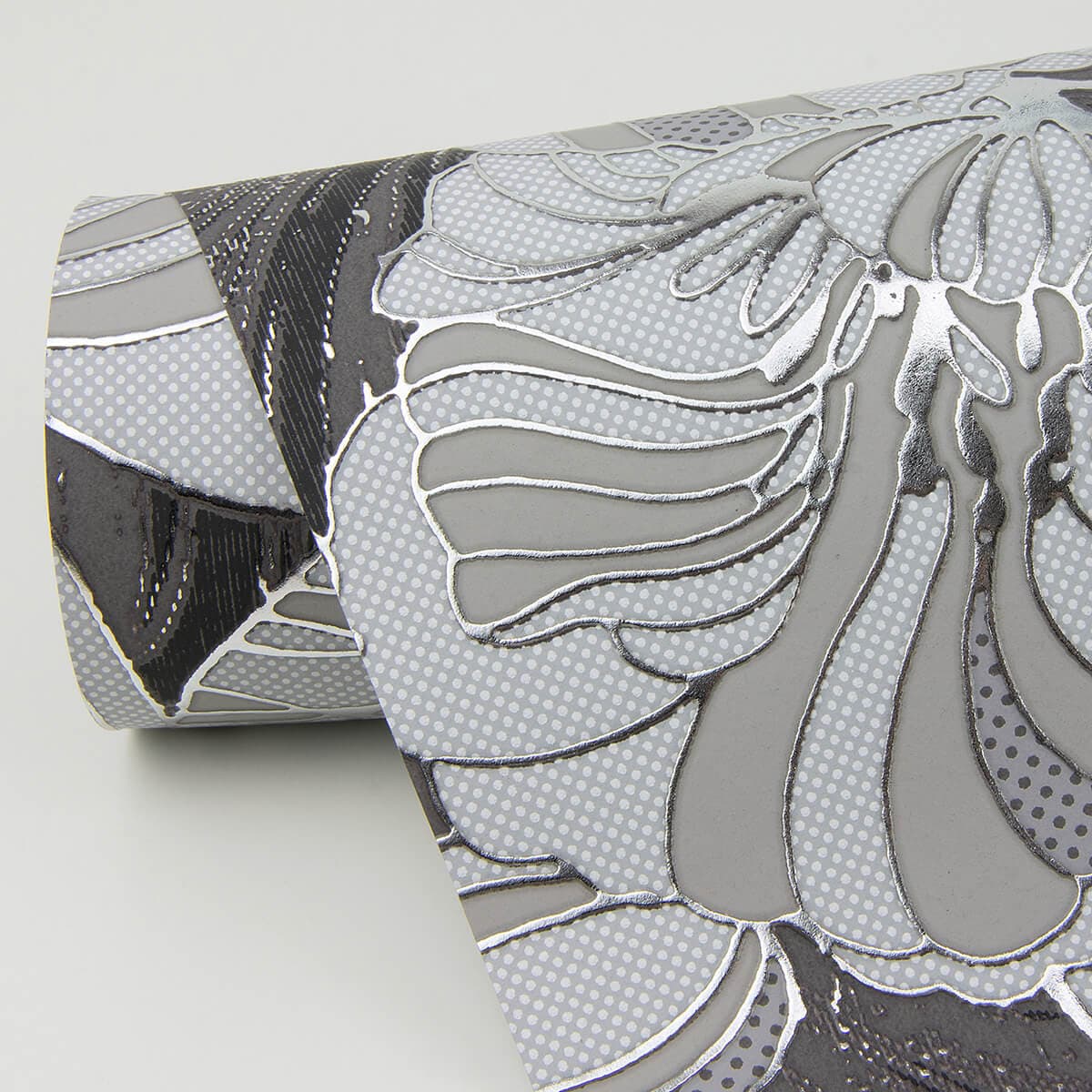 Selene Silver Mucha Floral Wallpaper