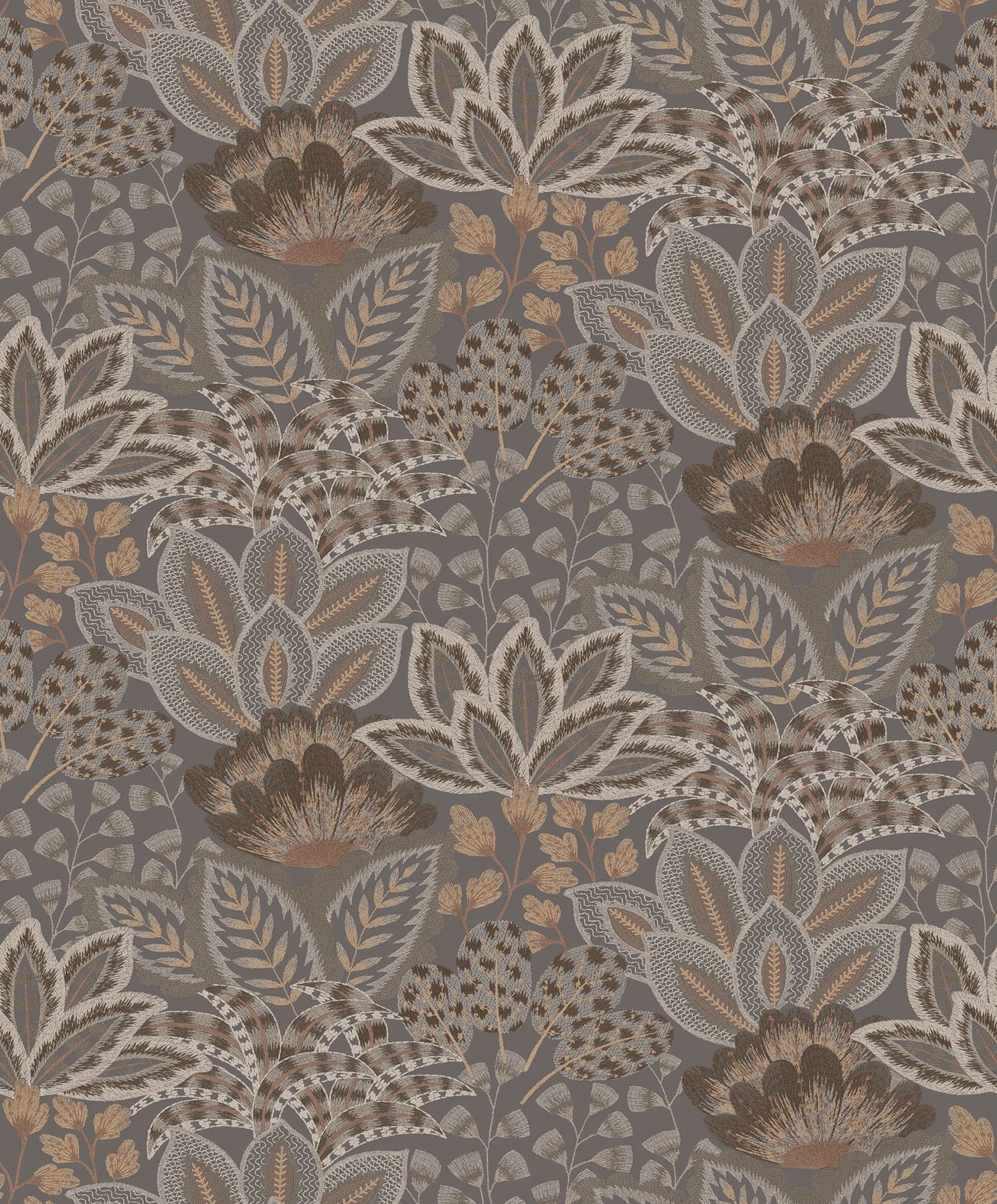 Catherine Botanical Chocolate Wallpaper