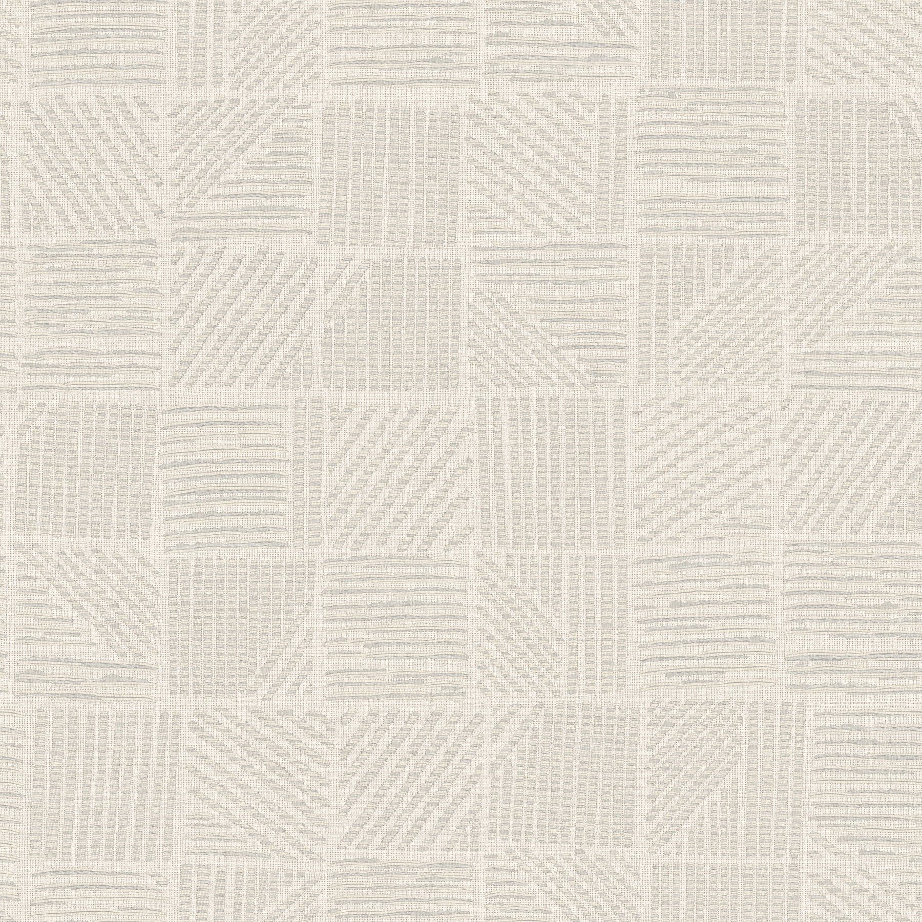 Chiseled Patchwork Faux Fabric Beige Wallpaper