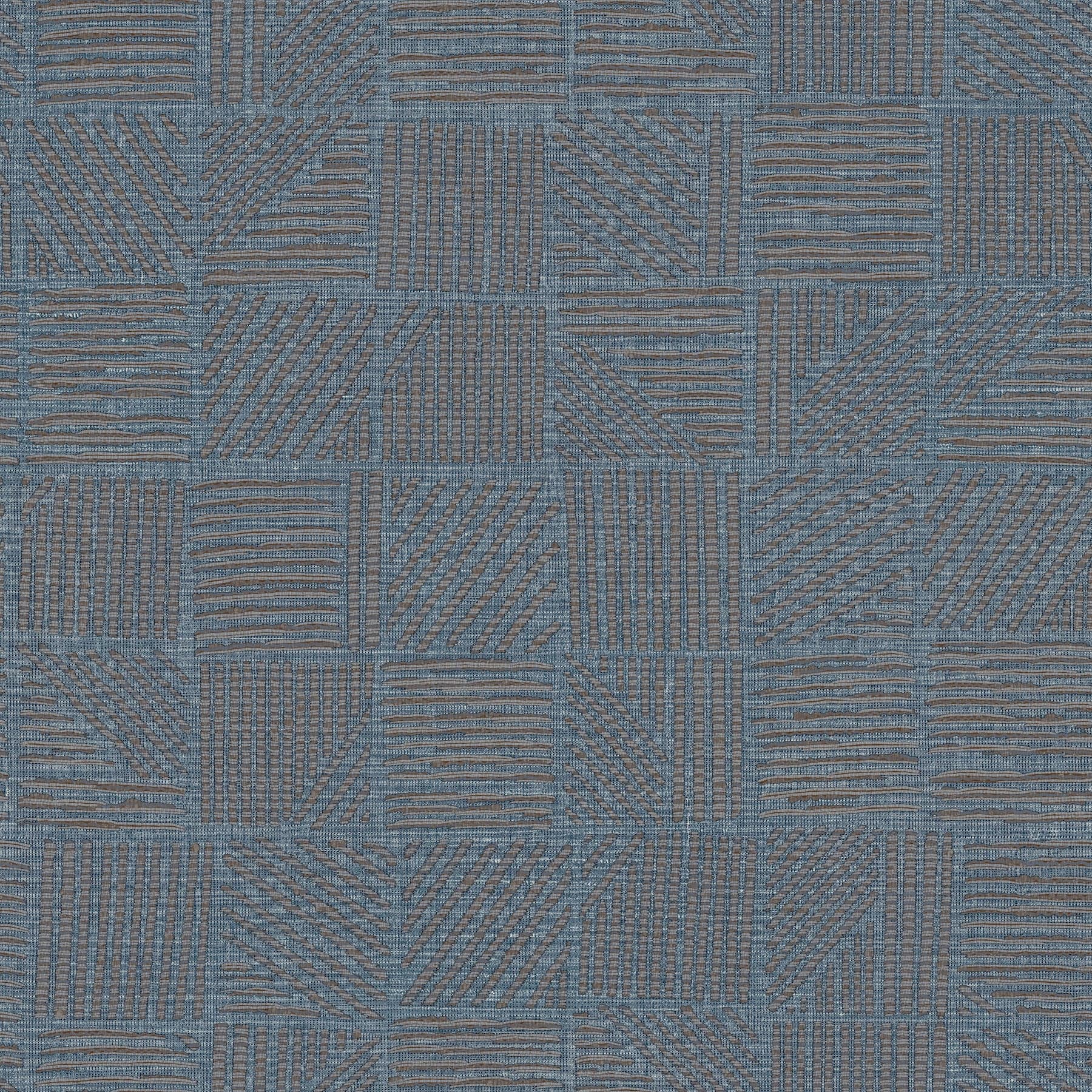 Chiseled Patchwork Faux Fabric Sapphire Wallpaper