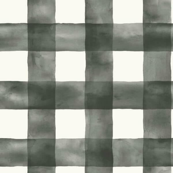 Watercolor Check Wallpaper- Black