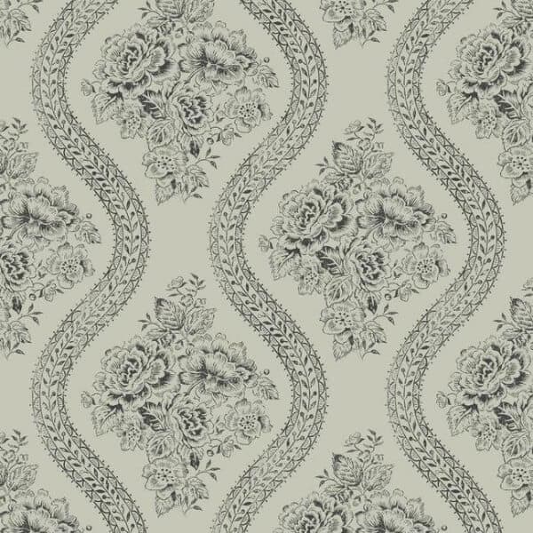 Coverlet Floral Wallpaper- Black On Sunday